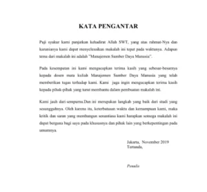 Contoh Kata Pengantar Makalah Singkat